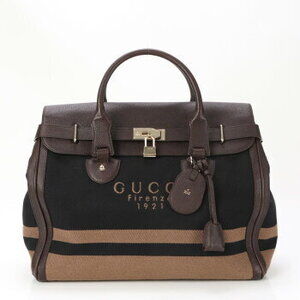 Gucci Firenze Weekender Duffle bag black brown leather